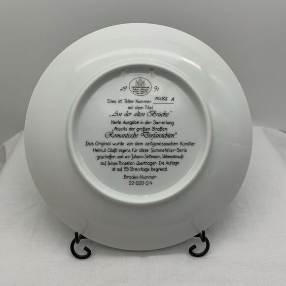 By The Old Bridge Collector Plate COA and Box 1991 Helmut Glossl Artist Germany - Picture 2 of 12